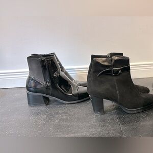 Black womens boots, patent and suide